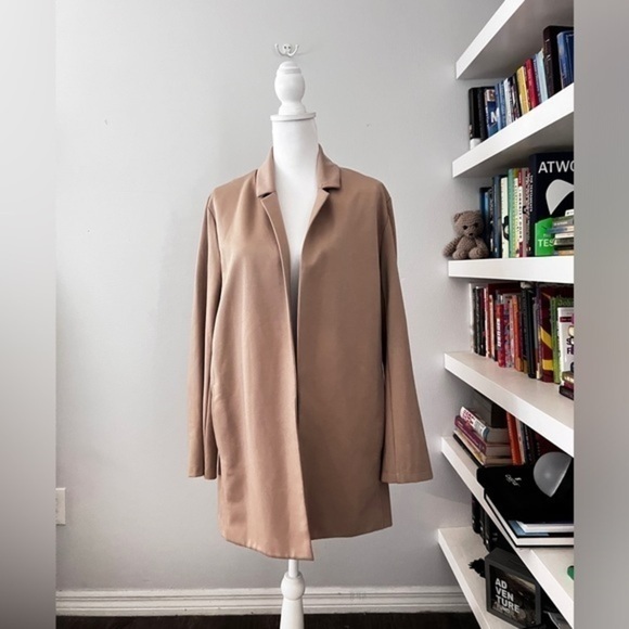 Eileen Fisher Jackets & Blazers - EILEEN FISHER Womens Beige Notch Collar Back Vent Long Sleeve Jacket Sz XL
